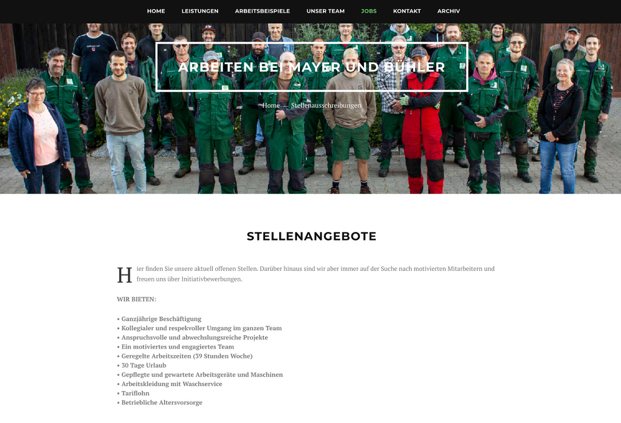 Screenshot Startseite Mayer & Bühler Screenshot Startseite Mayer & Bühler